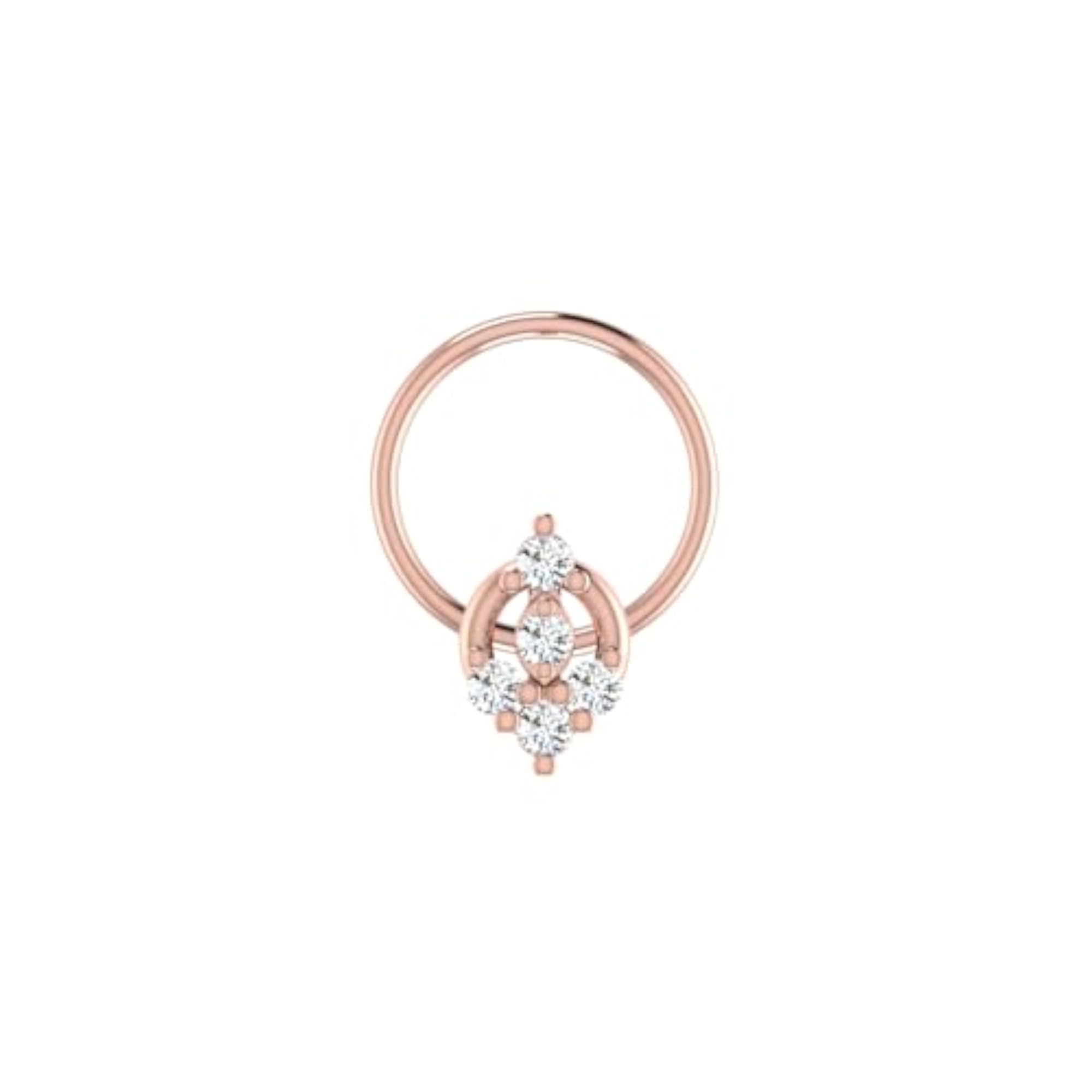 Women's 14Kt Rose Gold Stud Nosering, Chic
